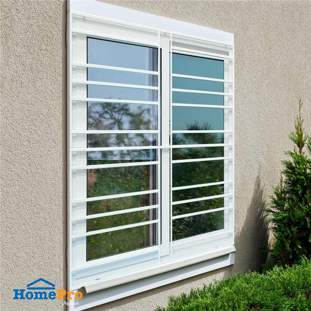 หน้าต่างบานเลื่อน UPVC S-S มุ้ง เหล็กดัด AZLE 120X110 ซม. สีขาว