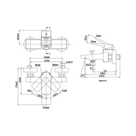 ก๊อกผสมยืนอาบ TOTO TTMR307KR สีโครม_1