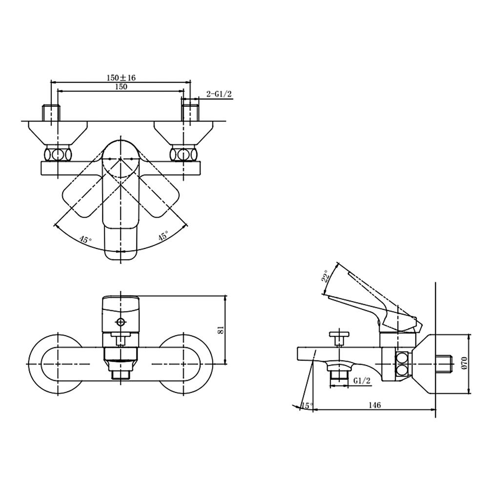 ก๊อกผสมอ่างอาบ TOTO TTMR302K สีโครม