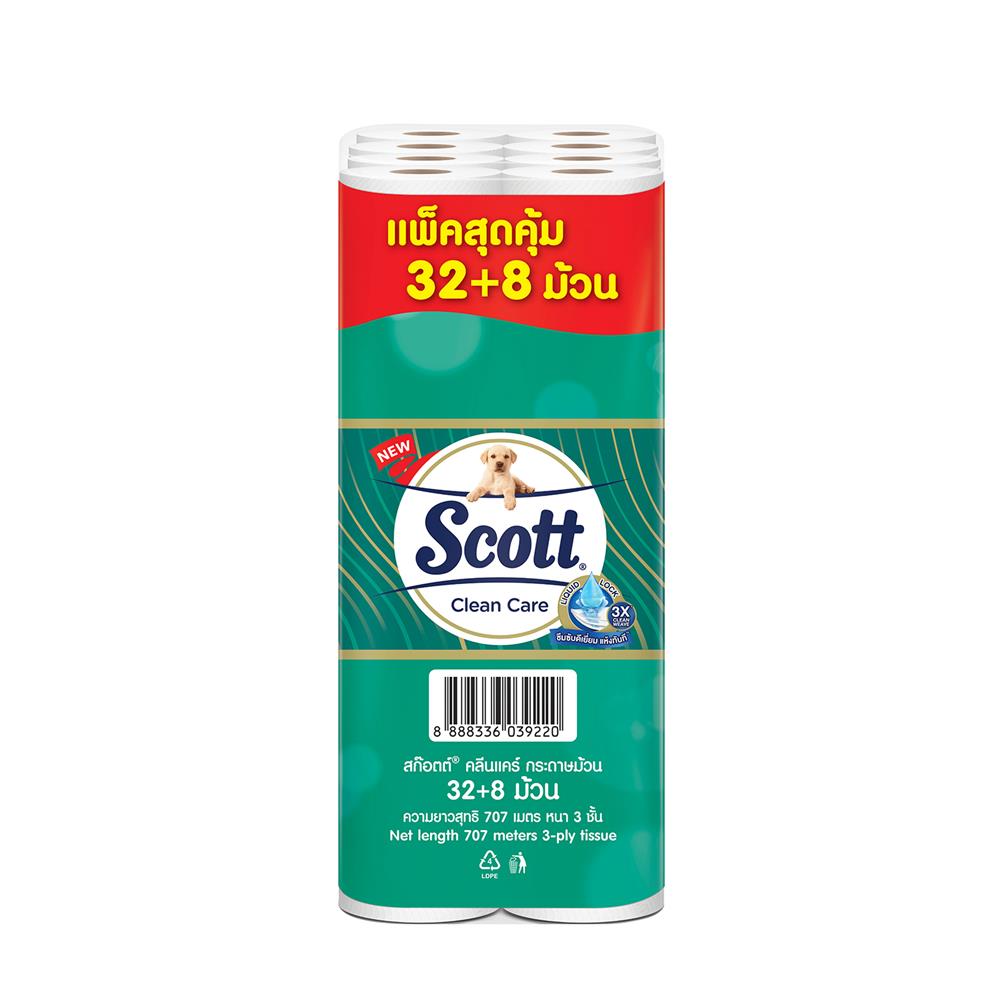 กระดาษชำระ SCOTT CLEAN CARE แพ็ก 32+8 ชิ้น
