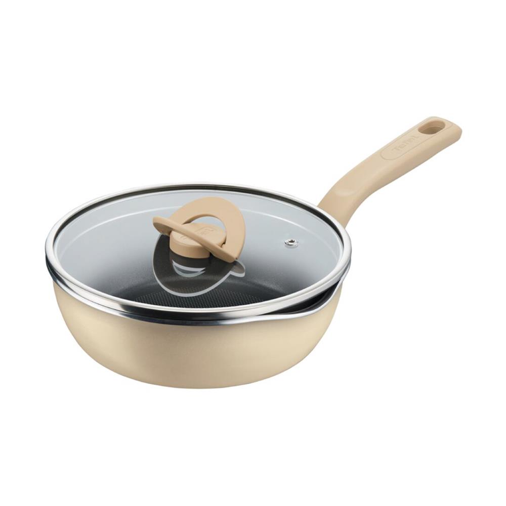 กระทะลึกพร้อมฝา 22 ซม. TEFAL ONE PICK POT PAN สีครีม