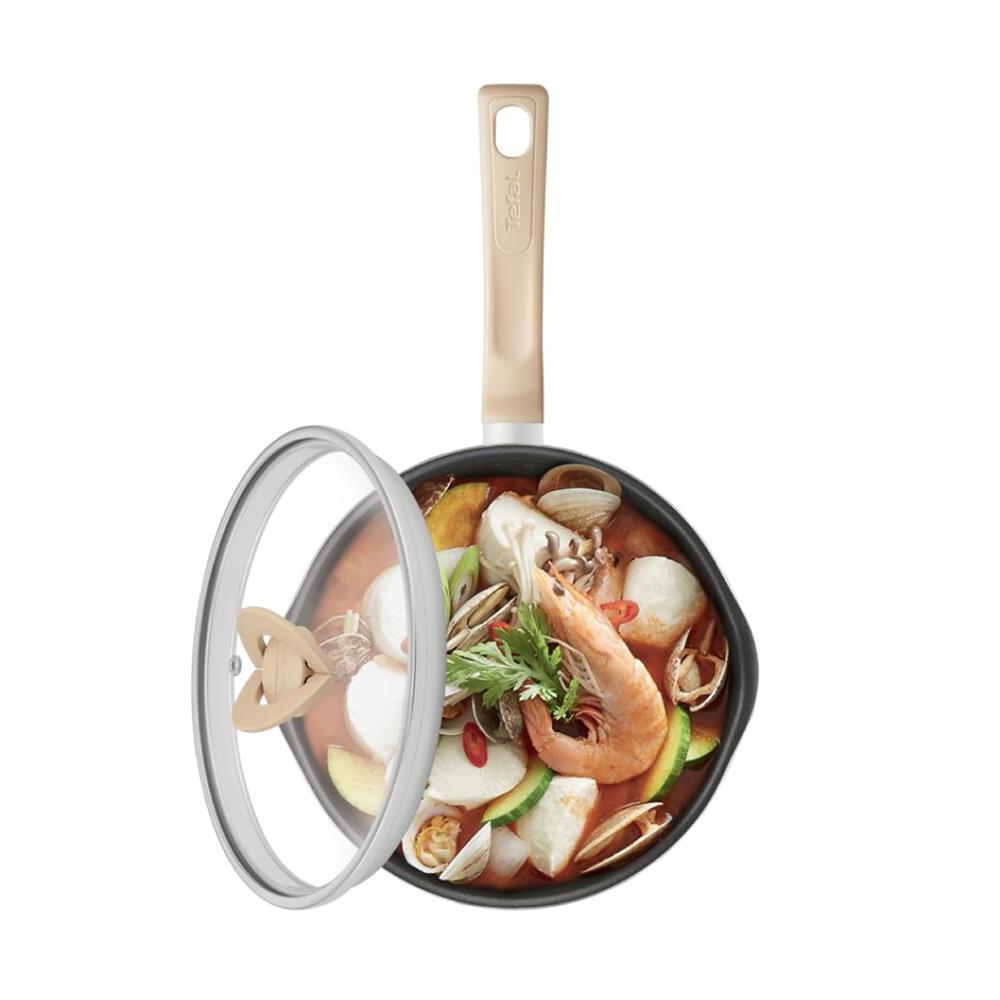 กระทะลึกพร้อมฝา 22 ซม. TEFAL ONE PICK POT PAN สีครีม