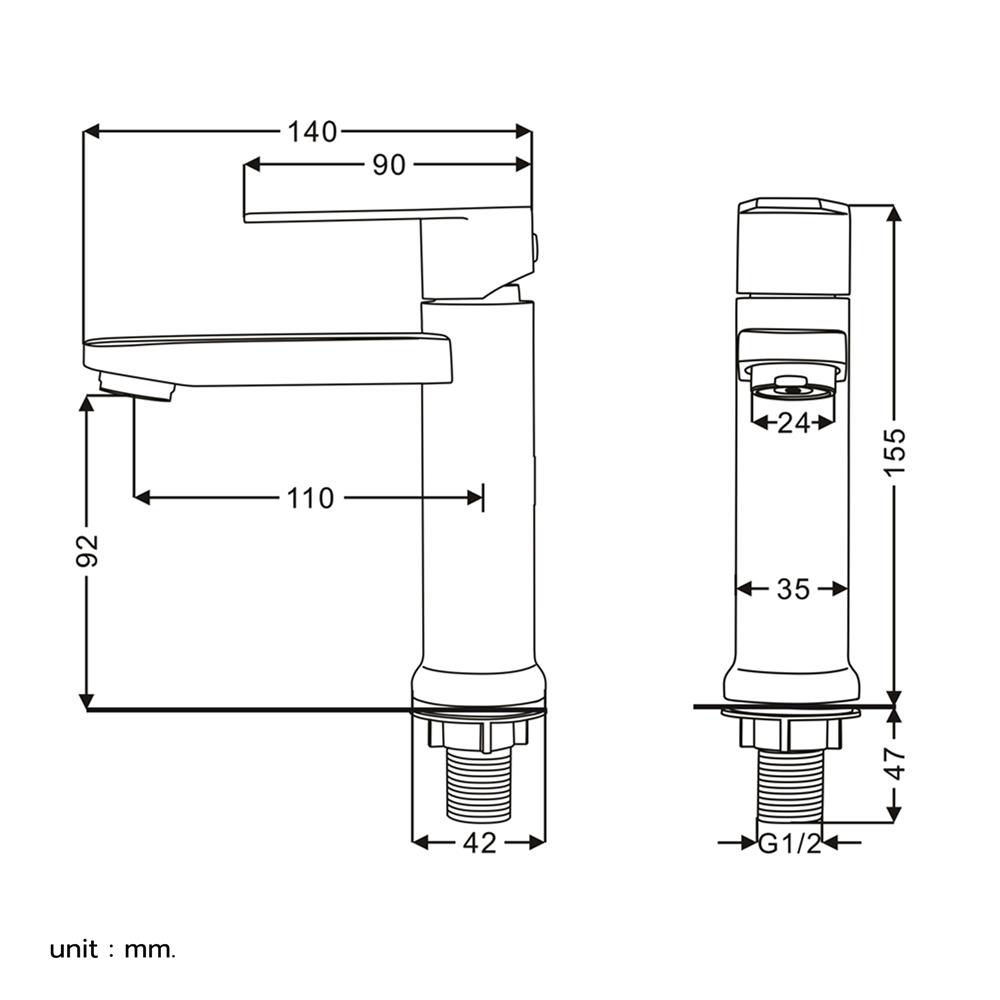 ก๊อกอ่างล้างหน้าเดี่ยว RASLAND RA 304-22339 สเตนเลส
