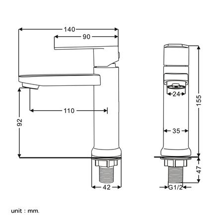 ก๊อกอ่างล้างหน้าเดี่ยว RASLAND RA 304-22339 สเตนเลส_4