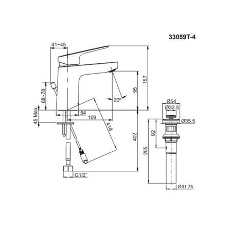 ก๊อกอ่างล้างหน้าผสม KOHLER K-33059T-4-CP_3