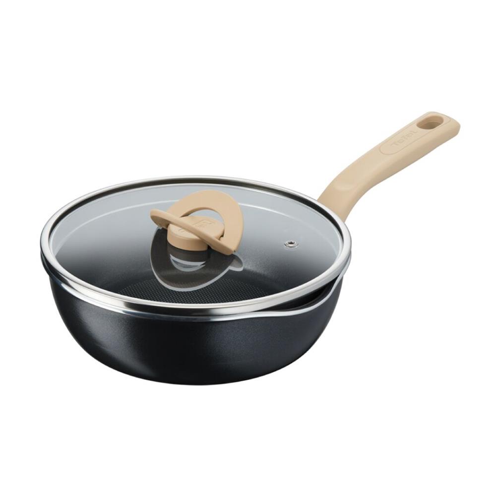 กระทะลึกพร้อมฝา 22 ซม. TEFAL ONE PICK POT PAN สีดำ