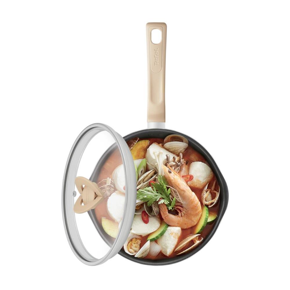 กระทะลึกพร้อมฝา 22 ซม. TEFAL ONE PICK POT PAN สีดำ