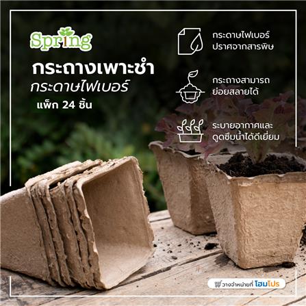 กระถางเพาะชำกระดาษไฟเบอร์ SPRING สีน้ำตาล แพ็ก 24 ชิ้น_3