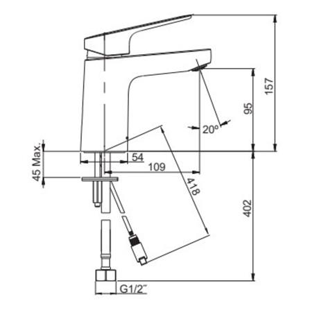 ก๊อกอ่างล้างหน้าเดี่ยว KOHLER K-33059T-4CD-CP_4