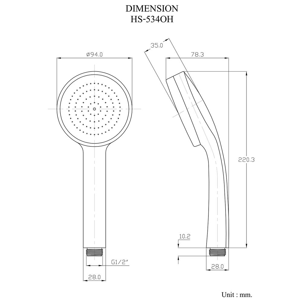ฝักบัวเฉพาะหัว 1 ระดับ HANG HS-534OH