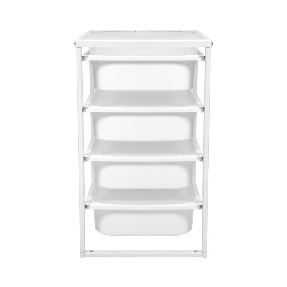 ชั้นเหล็กพร้อมกล่อง 4 ชั้น STACKO 43.5x36.5x60 ซม. สีขาว