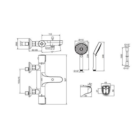 ก๊อกผสมยืนอาบ KOHLER K-33083T-9-AF_1