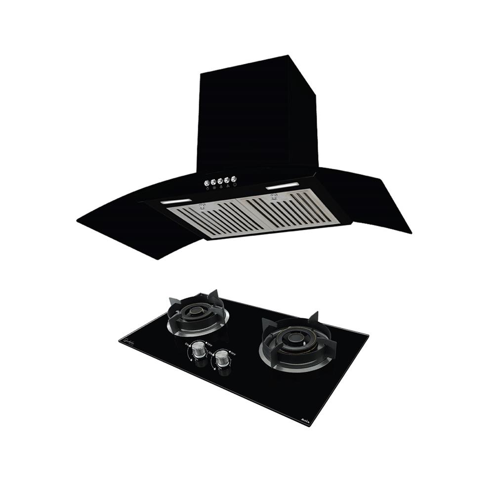 เตาฝัง+เครื่องดูดควัน AXIA SBL76-2G+HERO KNIGHT90