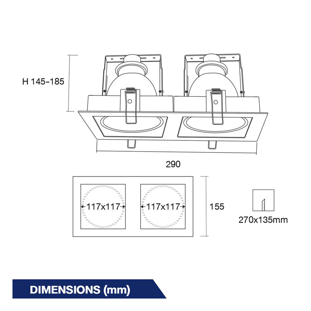 ดาวน์ไลท์ BEC DJ926-2L/BK 12 นิ้ว สีดำ เหลี่ยม