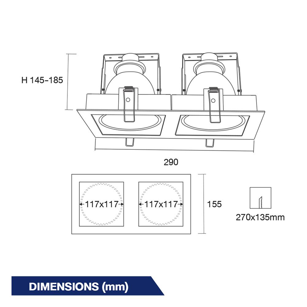ดาวน์ไลท์ BEC DJ926-2L/WH สีขาว 12 นิ้ว เหลี่ยม