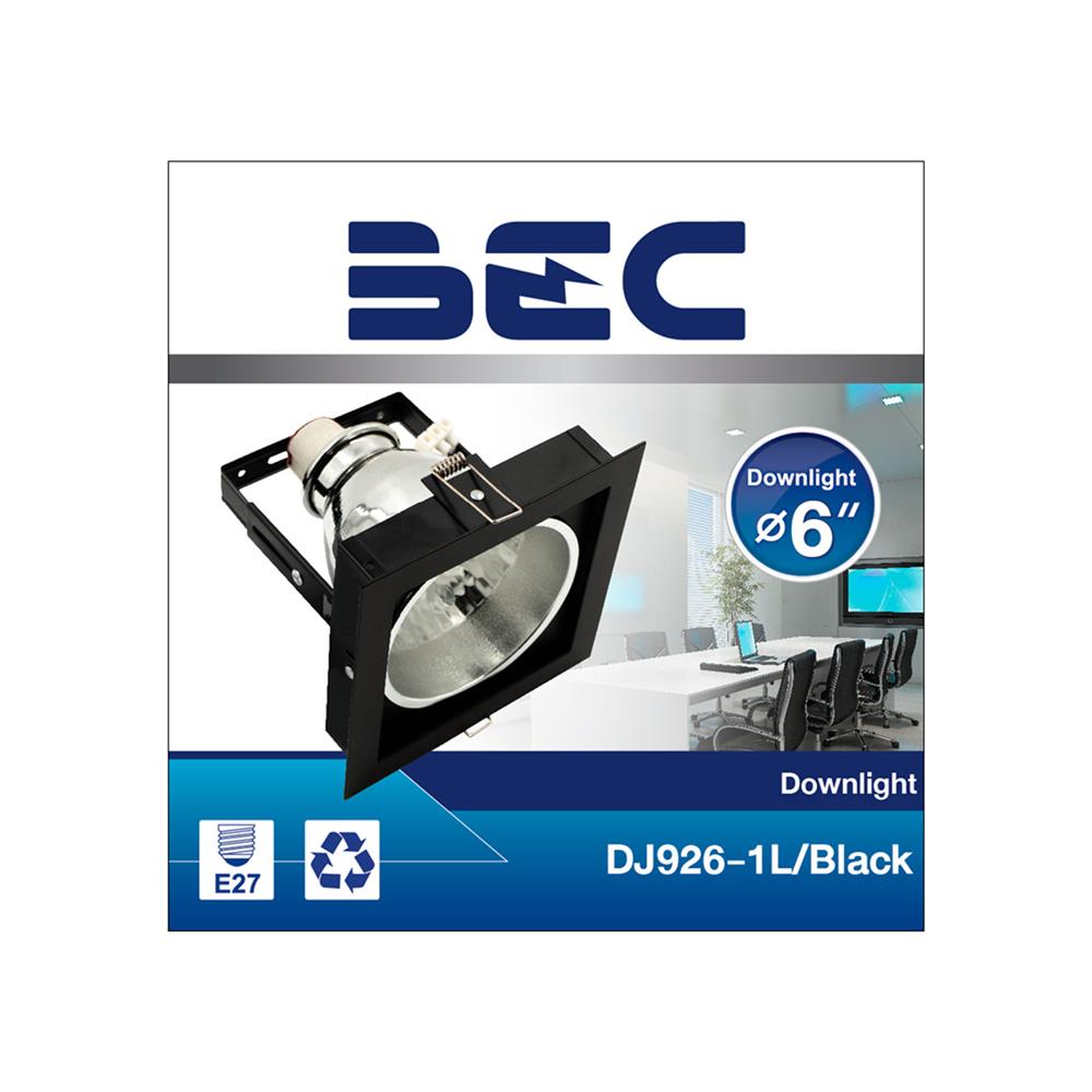 ดาวน์ไลท์ BEC DJ926-1L/BK 6 นิ้ว สีดำ เหลี่ยม