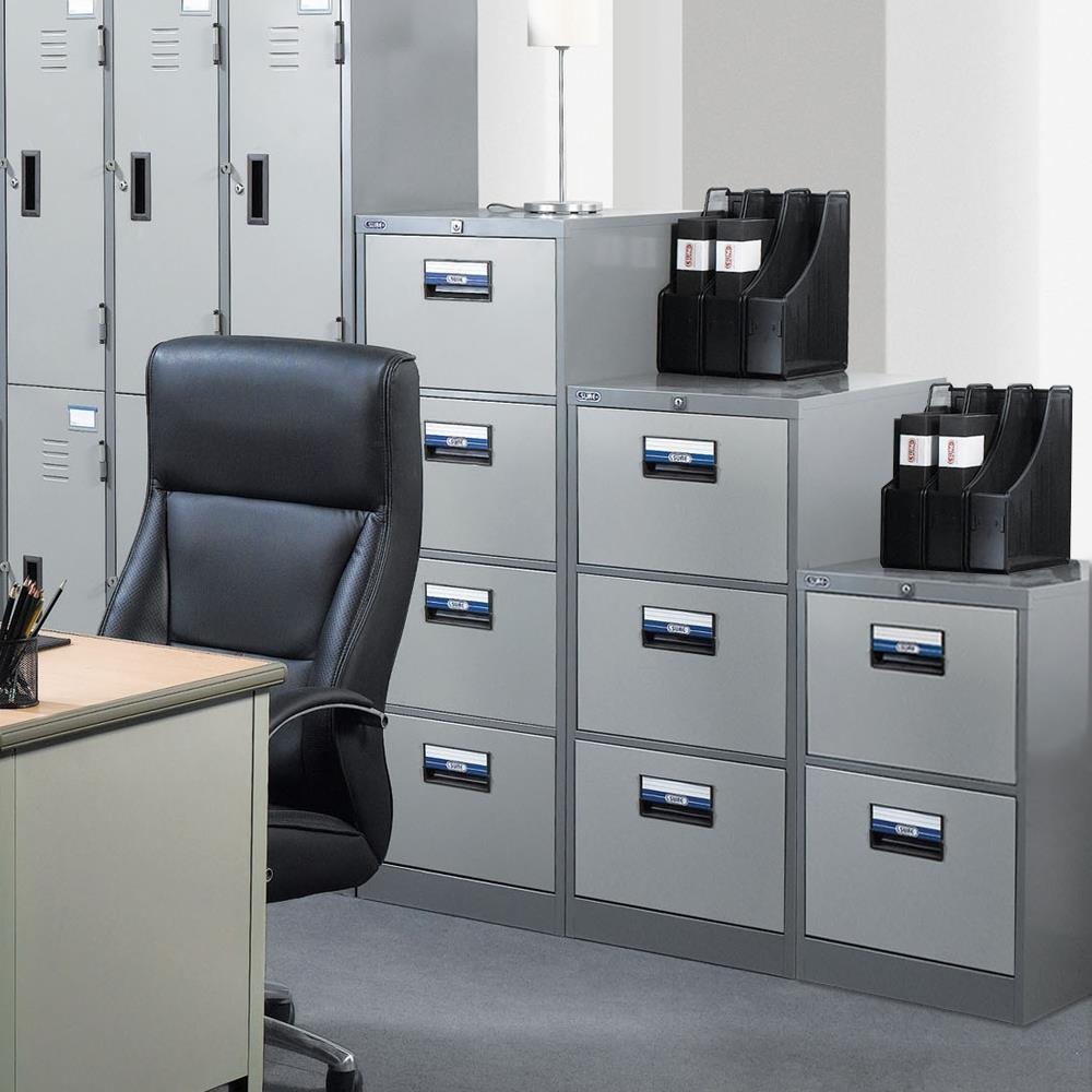 ตู้เอกสารเหล็กสูง 2 ลิ้นชัก SURE FC-202 สีเทา/ครีม