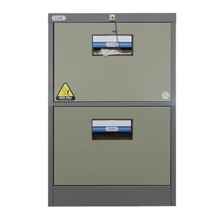 ตู้เอกสารเหล็กสูง 2 ลิ้นชัก SURE FC-202 สีเทา/ครีม_1