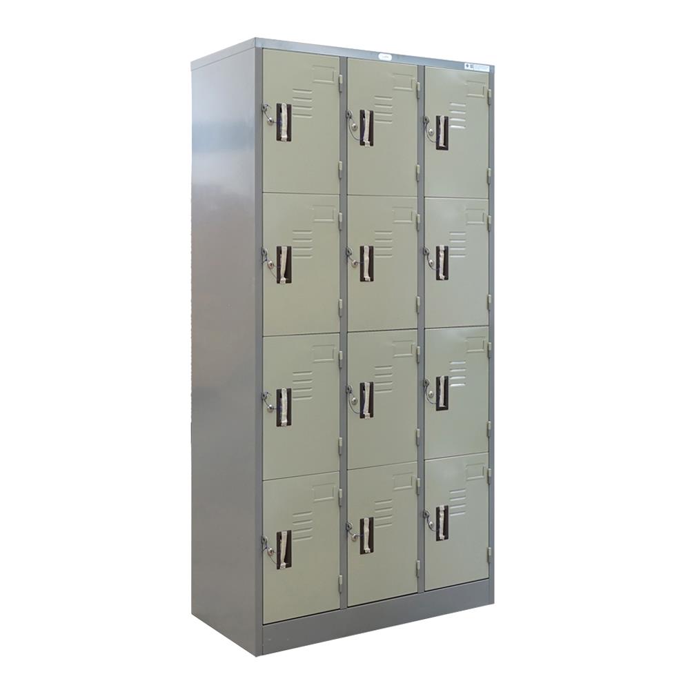 ตู้ล็อกเกอร์ 12 ประตู SURE LK-012 สีเทา/ครีม