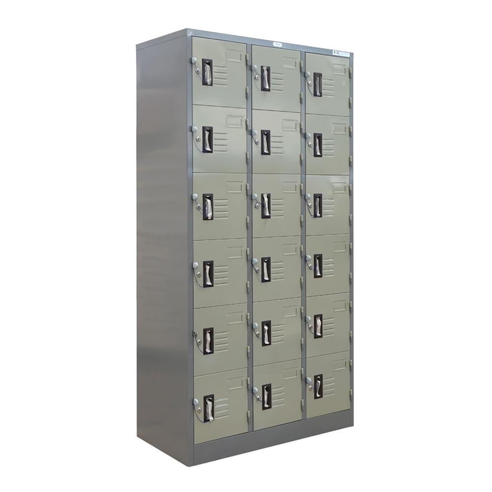 ตู้ล็อกเกอร์ 18 ประตู SURE LK-018 สีเทา/ครีม