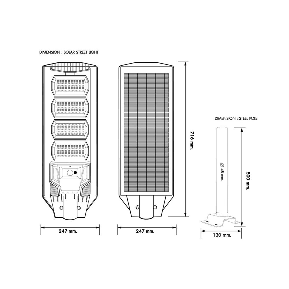 ไฟถนน SOLAR RACER STREET LIGHT 360 วัตต์ DAYLIGHT สีเทา