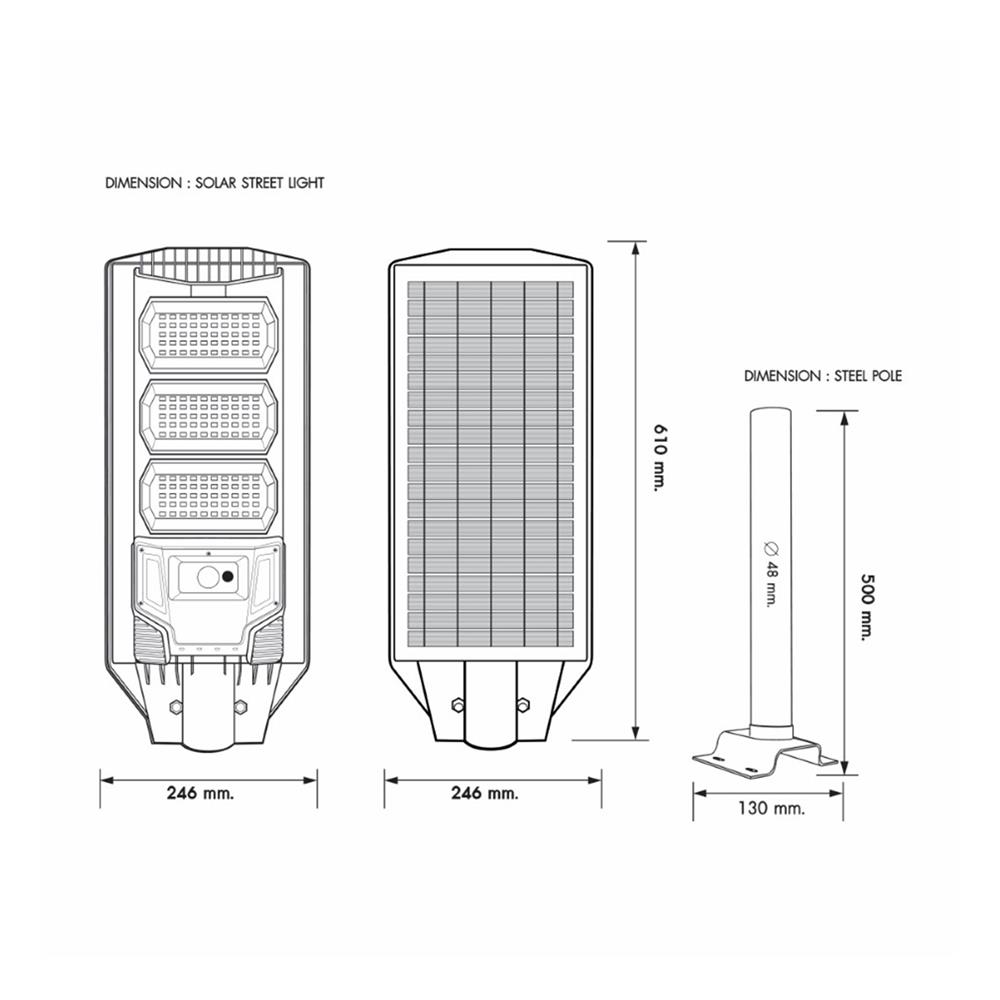 ไฟถนน SOLAR RACER STREET LIGHT 270 วัตต์ DAYLIGHT สีเทา