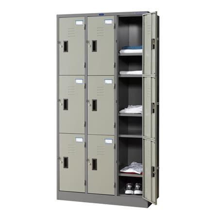 ตู้ล็อกเกอร์ 9 ประตู SURE LK-009 สีเทา/ครีม_1