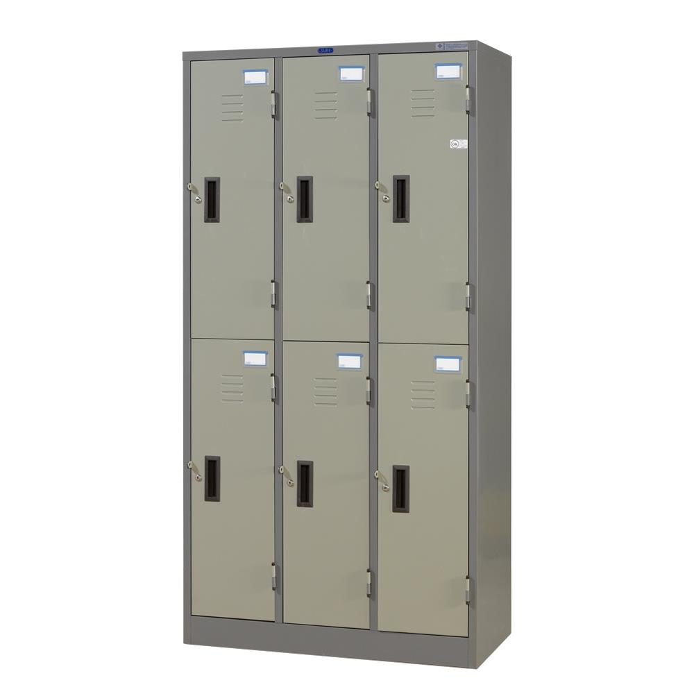ตู้ล็อกเกอร์ 6 ประตู SURE LK-006 สีเทา/ครีม