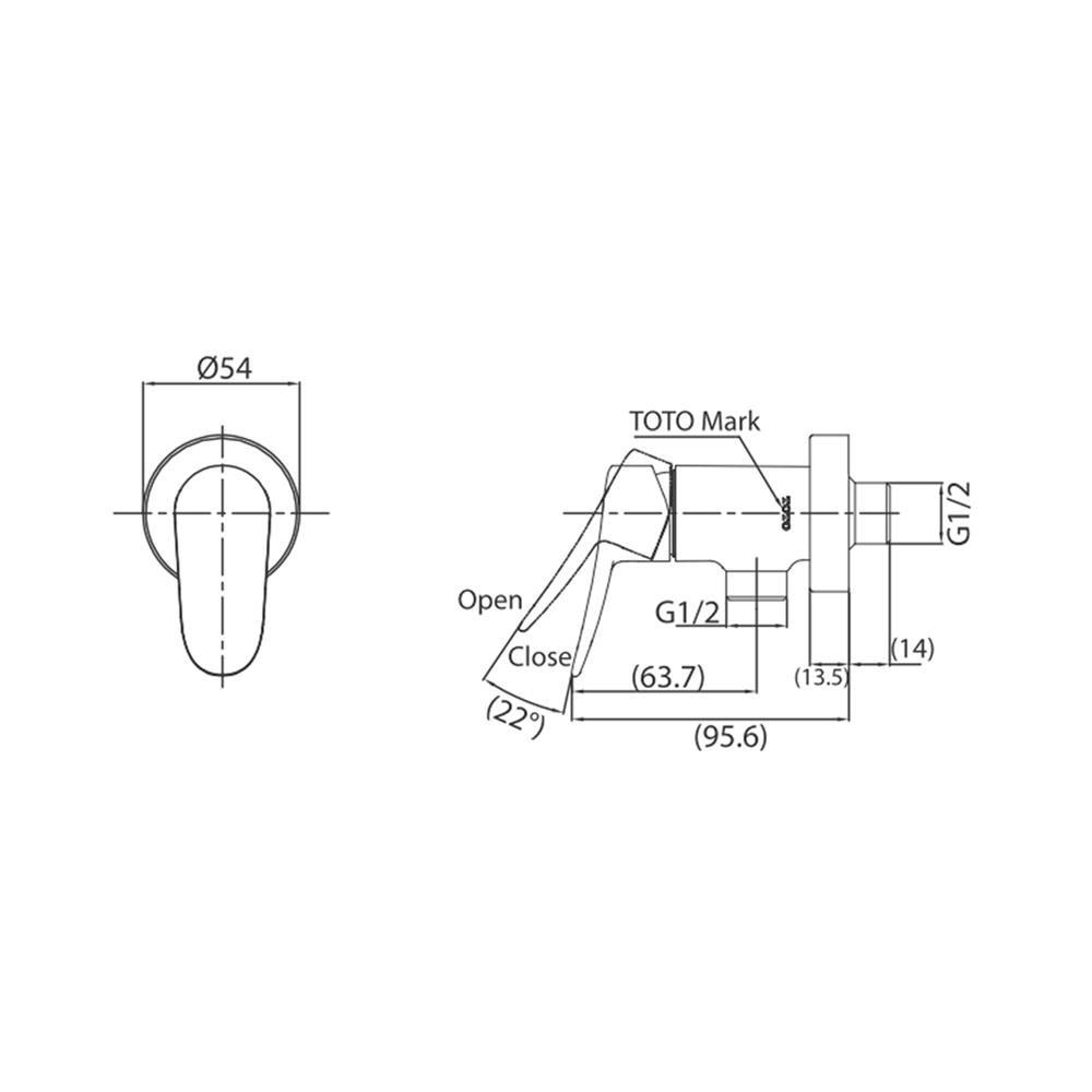 วาล์วฝักบัว 1 ทาง TOTO TBS04101T
