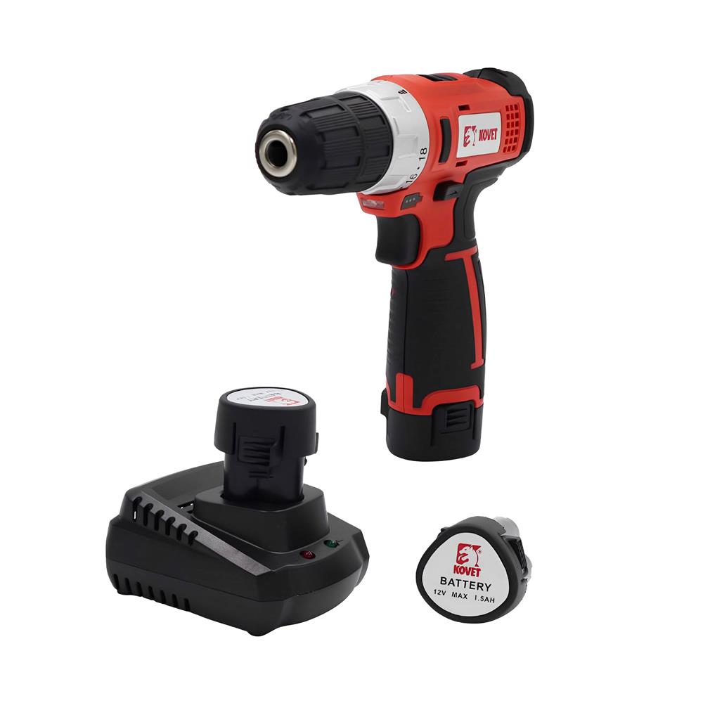 สว่านไร้สาย (พร้อมแบตเตอรี่) KOVET KV-1203D 10 มม. 12 โวลต์