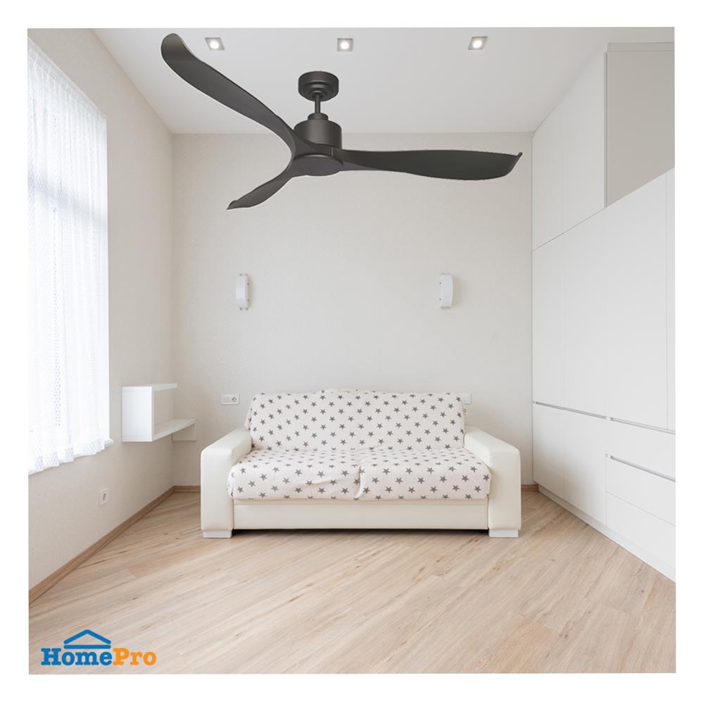 พัดลมไม่มีโคมไฟ WINFAVOUR DC51 56 นิ้ว สีดำ