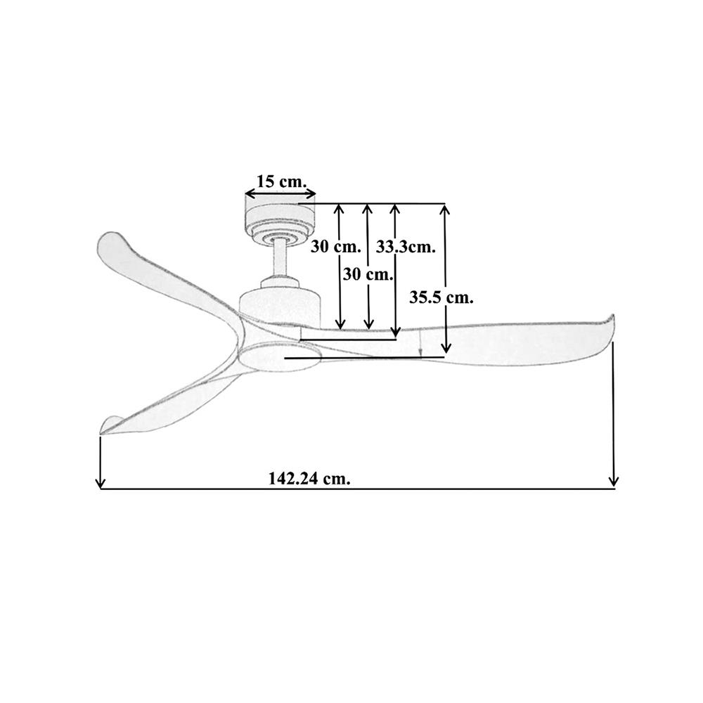 พัดลมไม่มีโคมไฟ WINFAVOUR DC51 56 นิ้ว สีดำ