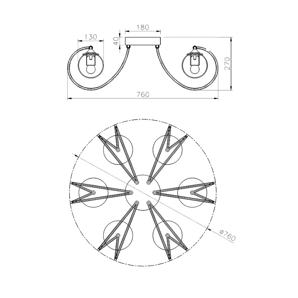 ไฟถาด SUCCESS D9526-6 สีทอง/ดำ 6 หัว
