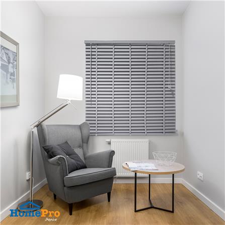 มู่ลี่ PVC HOME LIVING STYLE FAUX WOOD 120X130 ซม. สีเทา_4