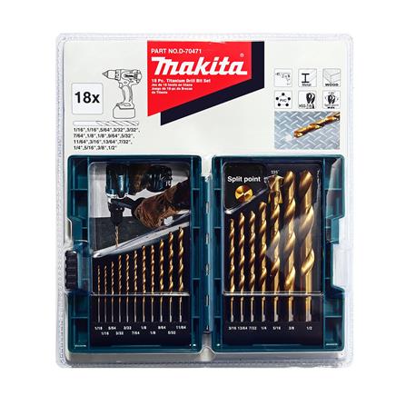 ชุดดอกสว่าน MAKITA HSS-TIN D-70471 18 ชิ้น สีทอง_0