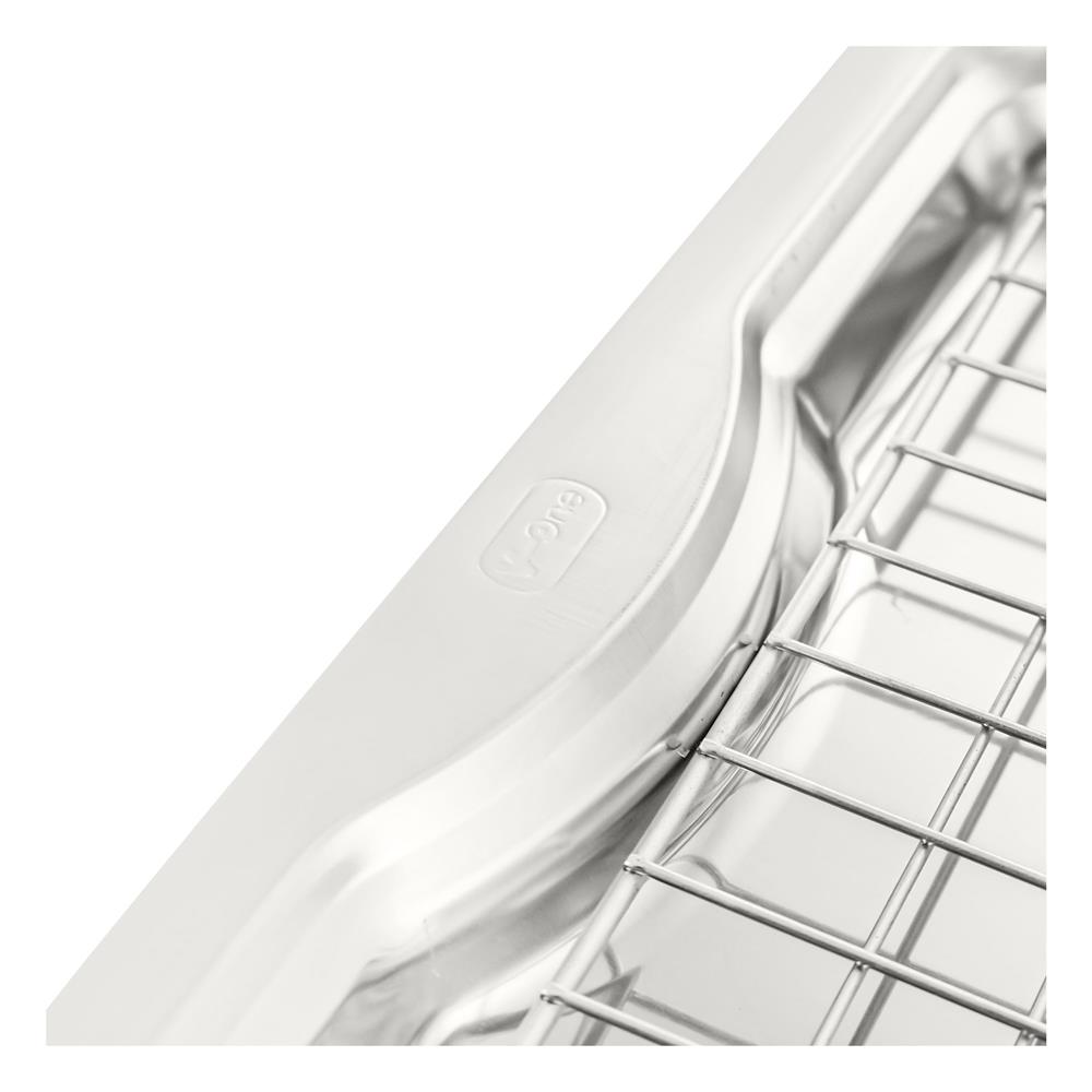 ถาดเหลี่ยมสเตนเลส พร้อมตะแกรง V-ONE 43x32x2 ซม.