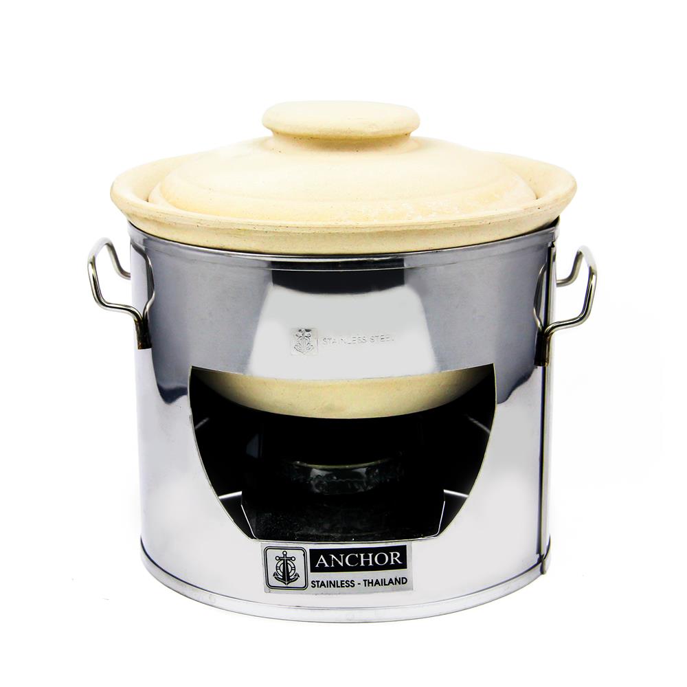 ชุดอุ่นอาหารหม้อดินพร้อมเตา 15 ซม. ANCHOR