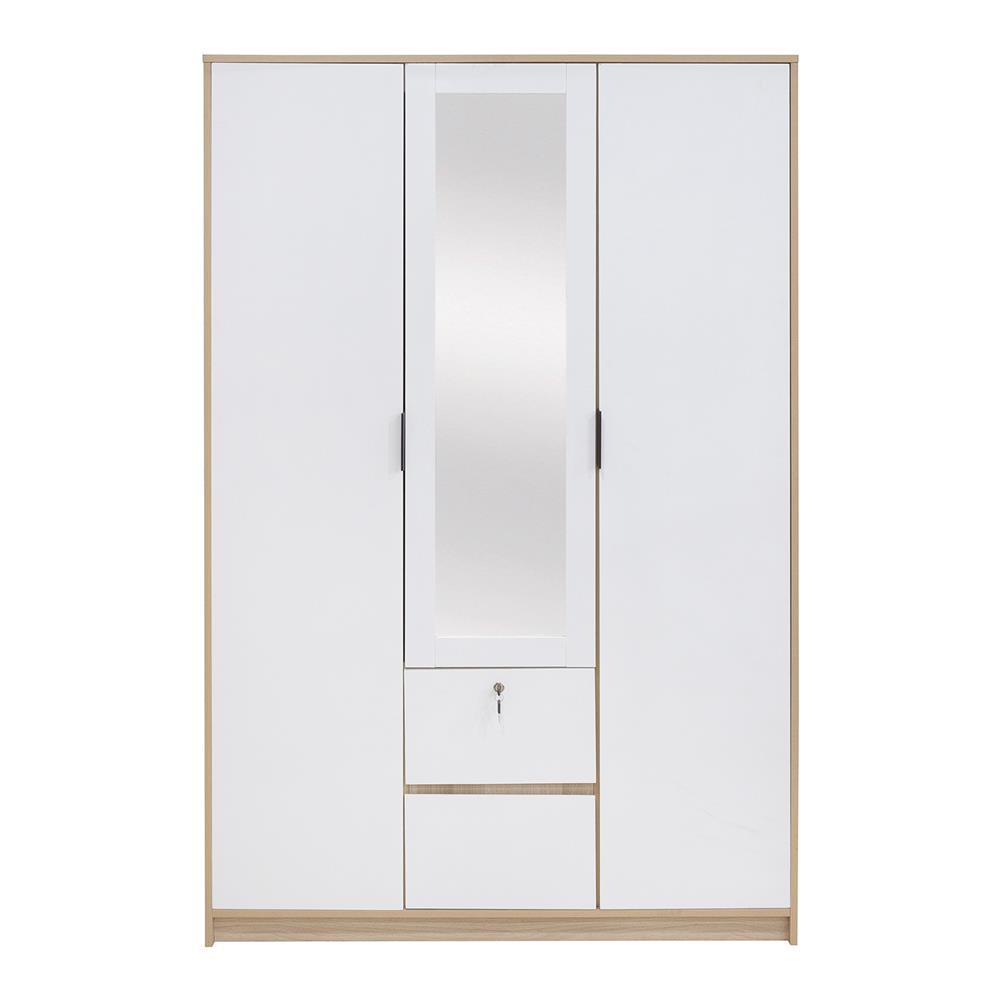 ตู้เสื้อผ้า 3 บานเปิด FURDINI GREATE 120 ซม. สีไวท์โอ๊ค/ขาว