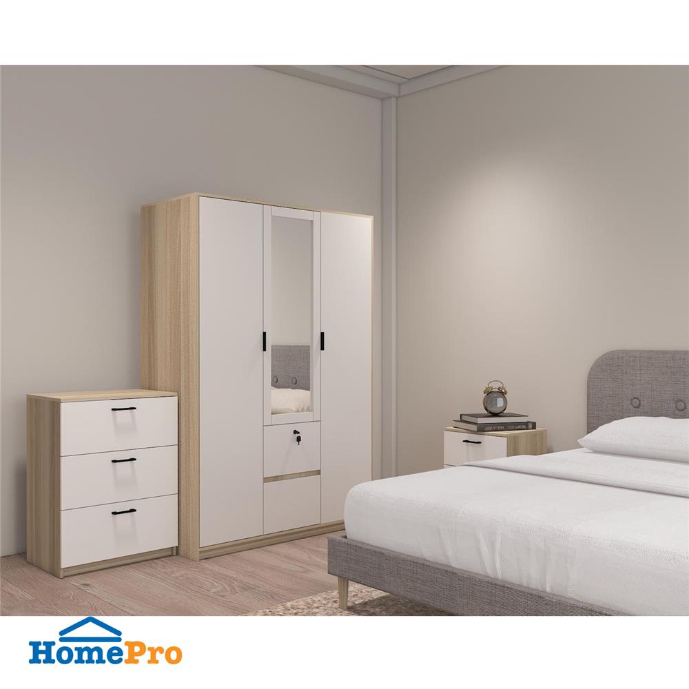 ตู้เสื้อผ้า 3 บานเปิด FURDINI GREATE 120 ซม. สีไวท์โอ๊ค/ขาว