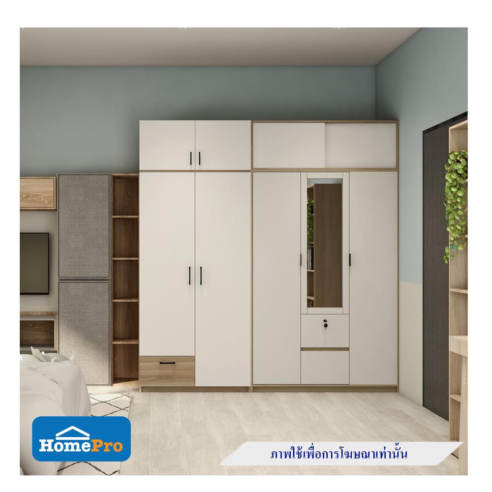 ตู้เสื้อผ้า 3 บานเปิด FURDINI GREATE 120 ซม. สีไวท์โอ๊ค/ขาว