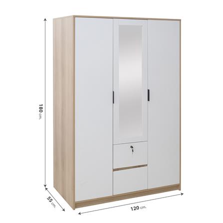 ตู้เสื้อผ้า 3 บานเปิด FURDINI GREATE 120 ซม. สีไวท์โอ๊ค/ขาว_9