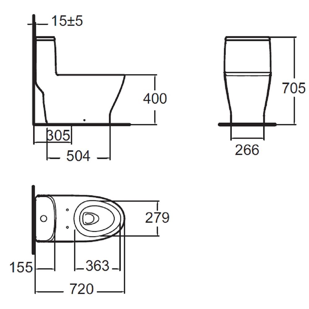 สุขภัณฑ์ 1 ชิ้น AMERICAN STANDARD 2033SC-WT-0 3/4.5 ลิตร สีขาว