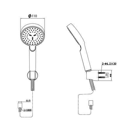 ฝักบัวสายอ่อน 1 ระดับ TOTO TBW07008T สีขาว-โครม_1