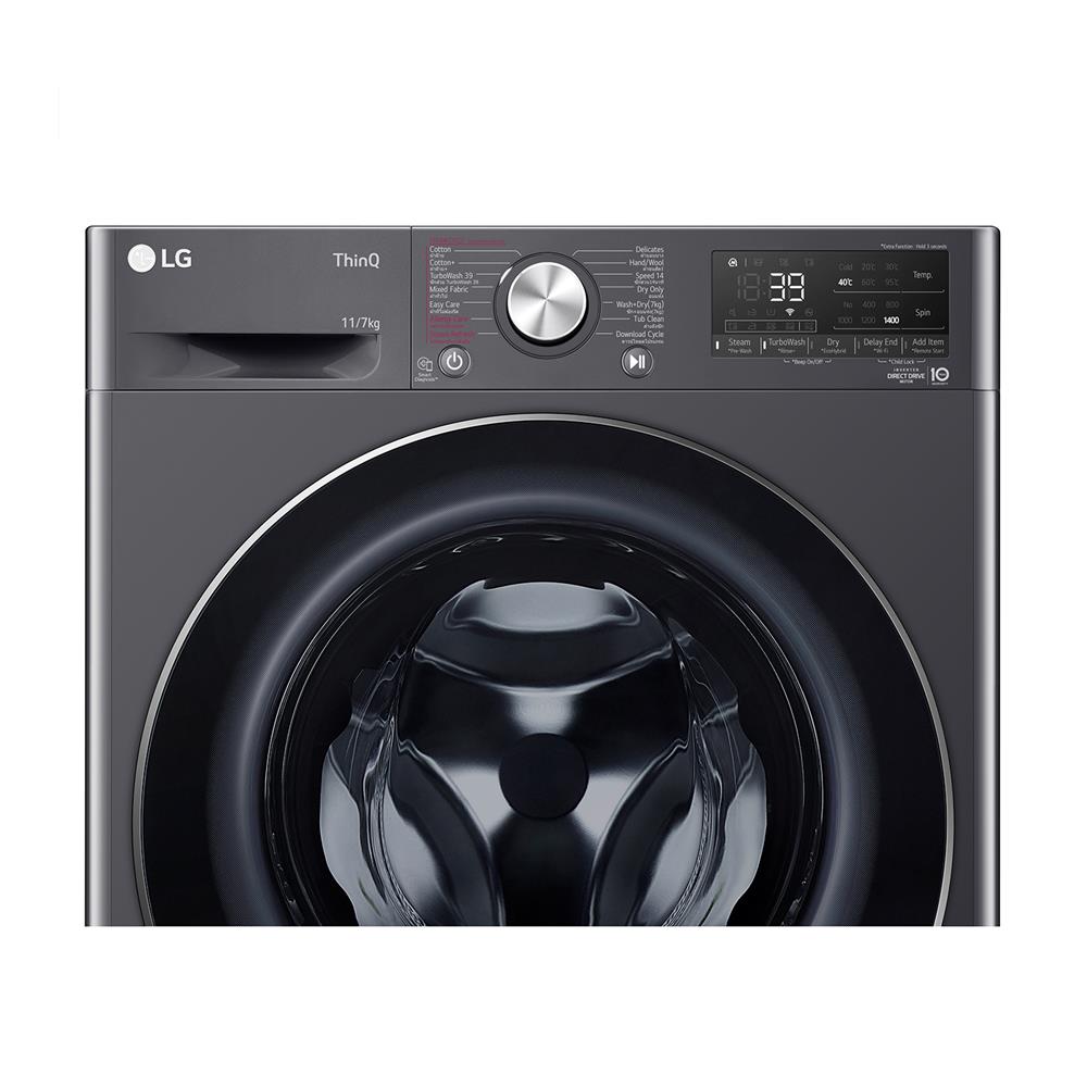 เครื่องซักอบผ้าฝาหน้า LG FV1411H3M 11/7 กก. 1400RPM อินเวอร์เตอร์ สีดำ