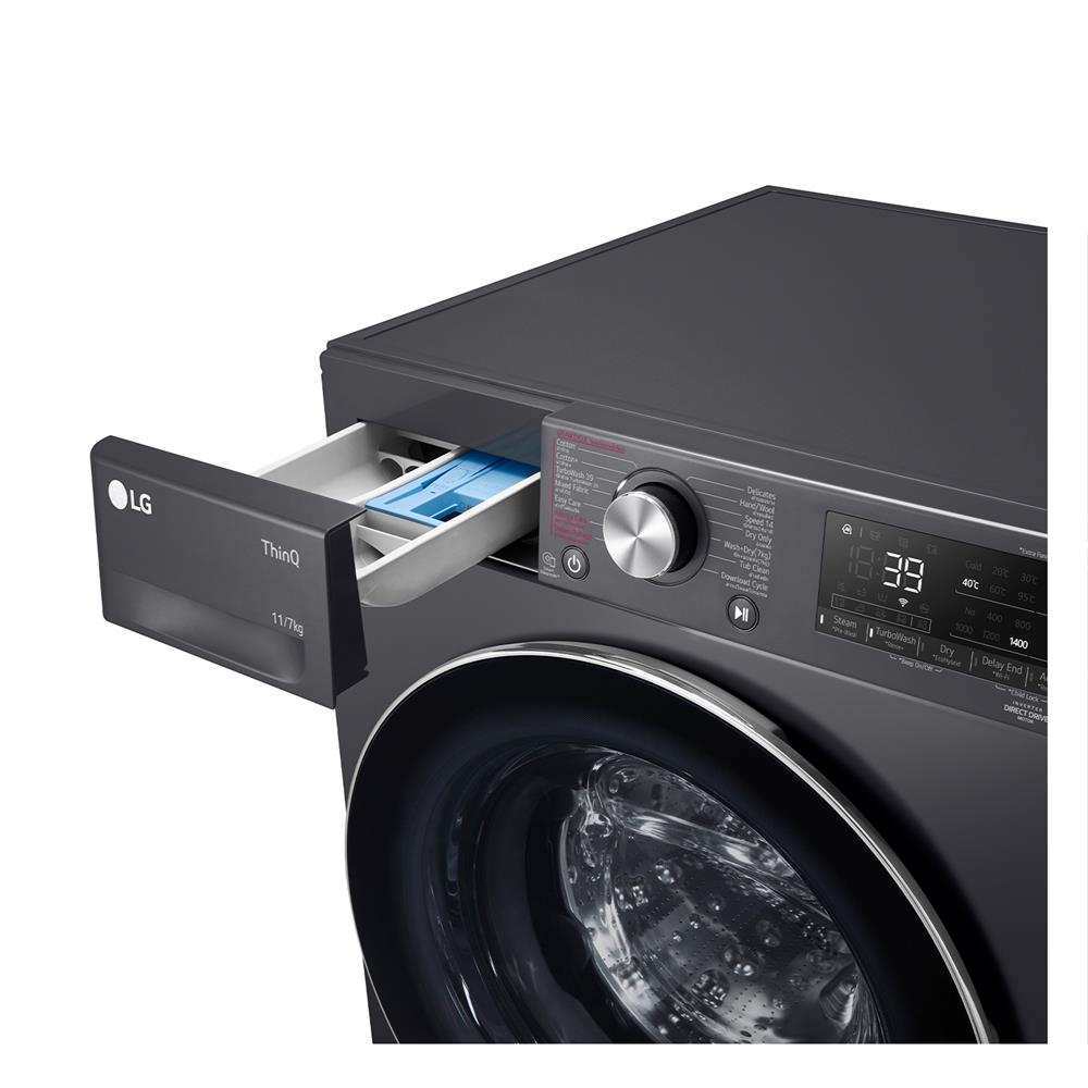 เครื่องซักอบผ้าฝาหน้า LG FV1411H3M 11/7 กก. 1400RPM อินเวอร์เตอร์ สีดำ