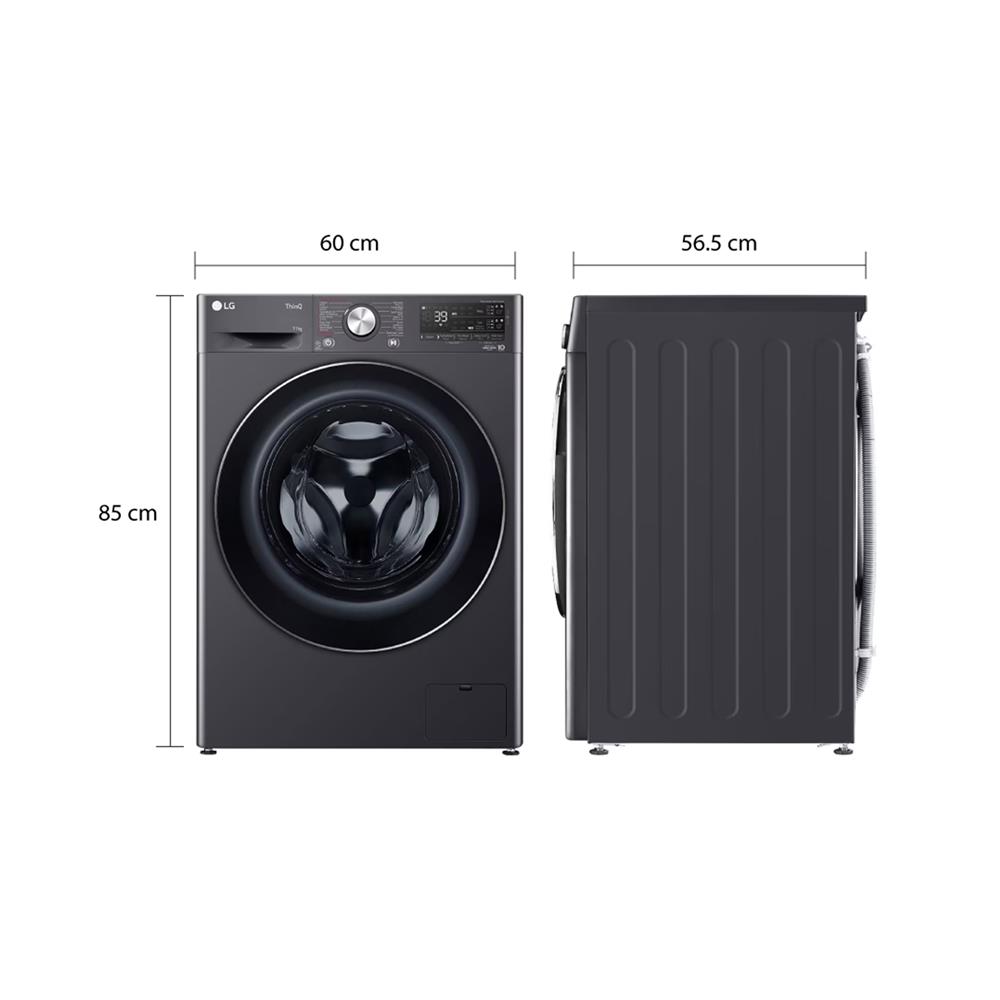 เครื่องซักอบผ้าฝาหน้า LG FV1411H3M 11/7 กก. 1400RPM อินเวอร์เตอร์ สีดำ
