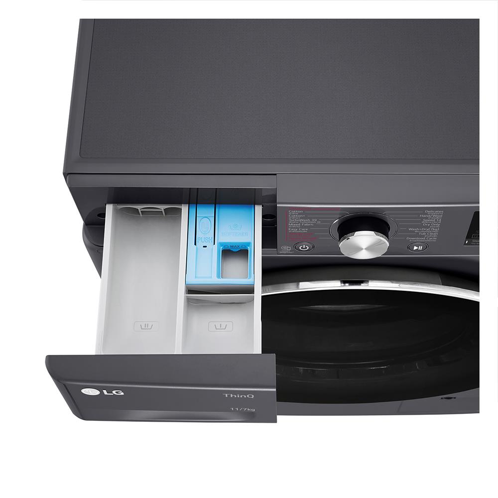 เครื่องซักอบผ้าฝาหน้า LG FV1411H3M 11/7 กก. 1400RPM อินเวอร์เตอร์ สีดำ