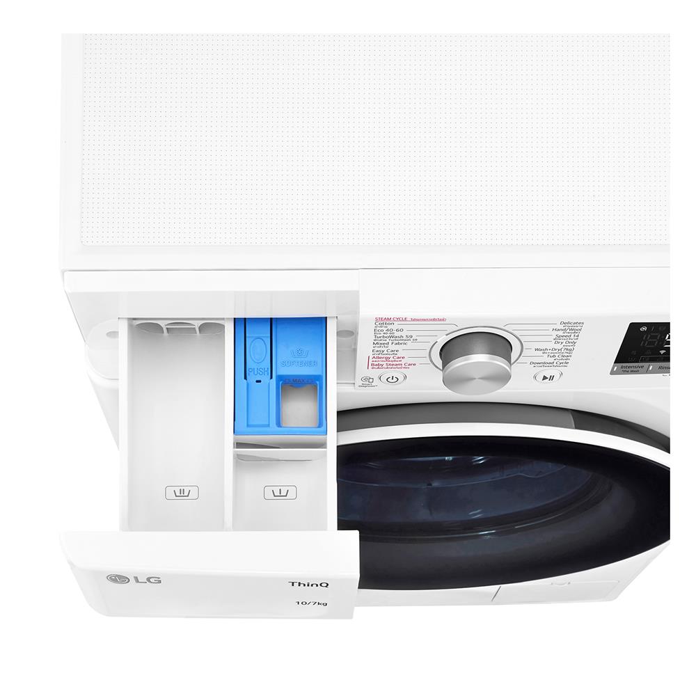 เครื่องซักอบผ้าฝาหน้า LG FV1410H4W 10/7 กก. 1400RPM อินเวอร์เตอร์ สีขาว