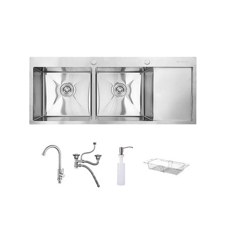 ซิงค์ฝัง 2 หลุม 1 ที่พัก PARNO AP-12050 สีเงิน