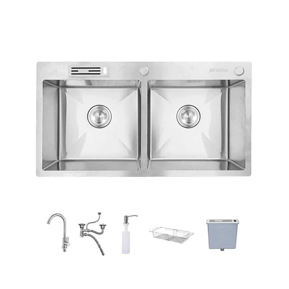 ซิงค์ฝัง 2 หลุม 2 หลุม PARNO AP-8848 สีเงิน